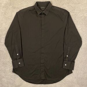 Alexander Mcqueen Shirt Mens 54 Concealed Placket Button-Up Cotton‎ Black Italy